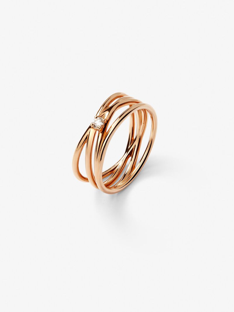18K rose gold multibrazo ring with white diamond in bright size image number 0