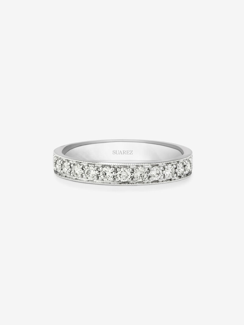 18K White Gold Half Eternity Engagement Ring with 0.38ct Diamond Band. image number 2