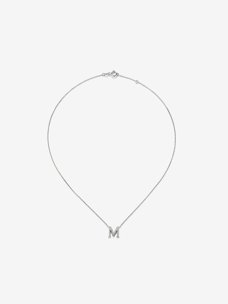 Pendant necklace with 18K white gold initial and diamonds image number 0