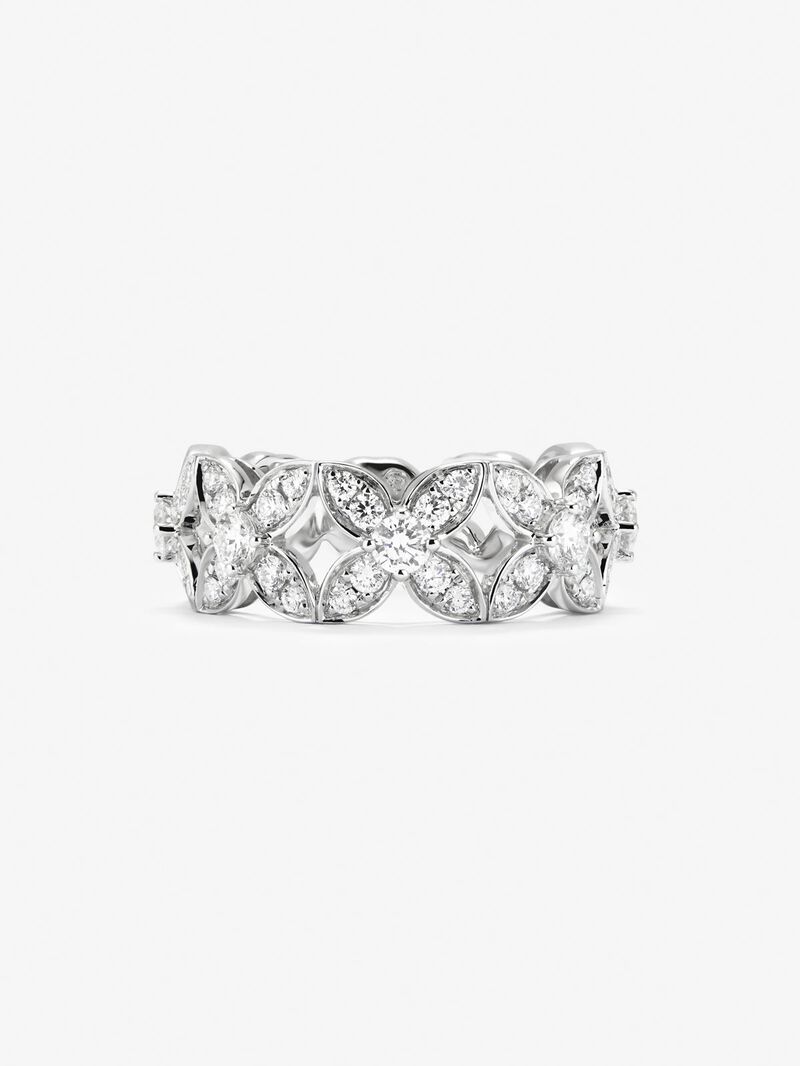 18K white gold ring with 45 brilliant-cut diamonds with a total of 1.05 cts image number 2