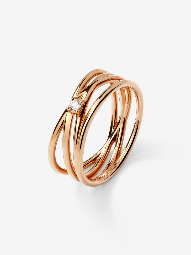 18K rose gold multibrazo ring with white diamond in bright size image number 0