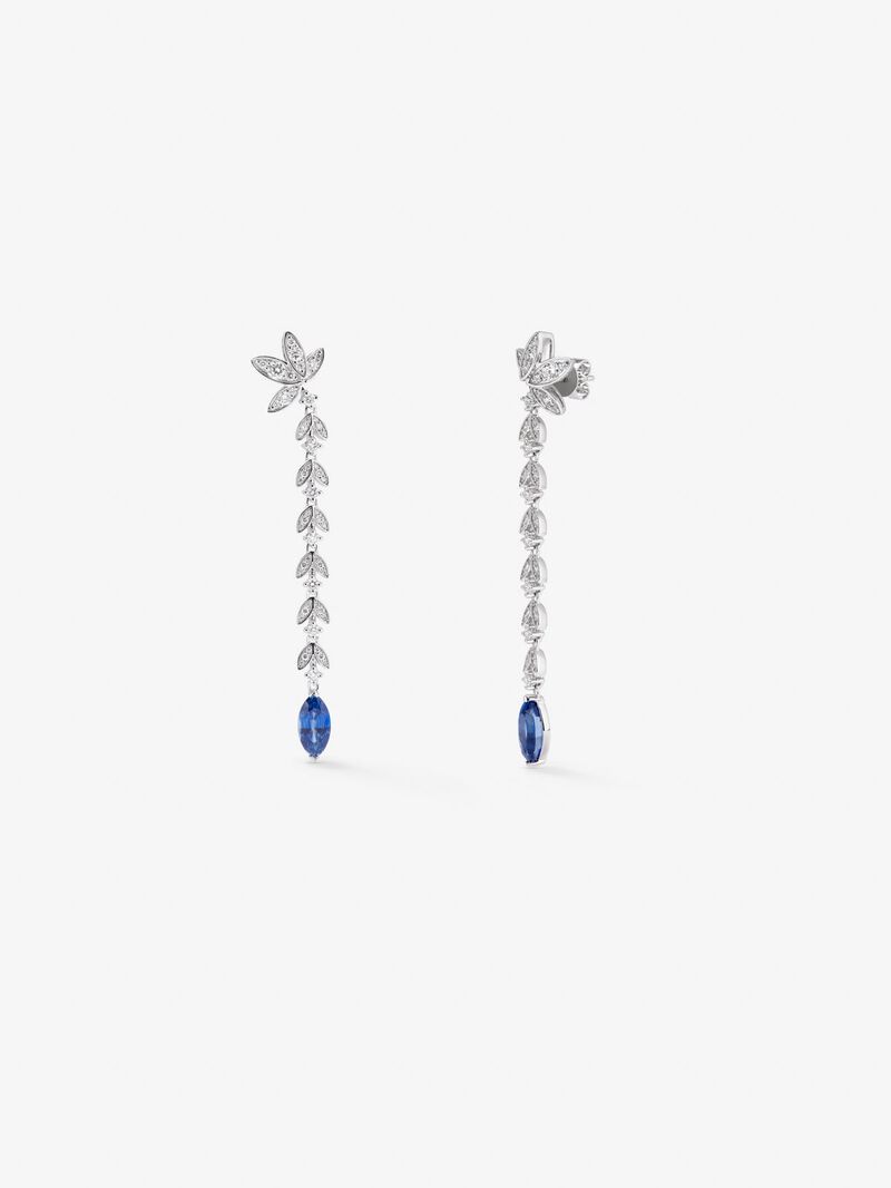 18K white gold earrings with blue sapps in 3.95 cts and white diamonds in bright 0.92 cts image number 0