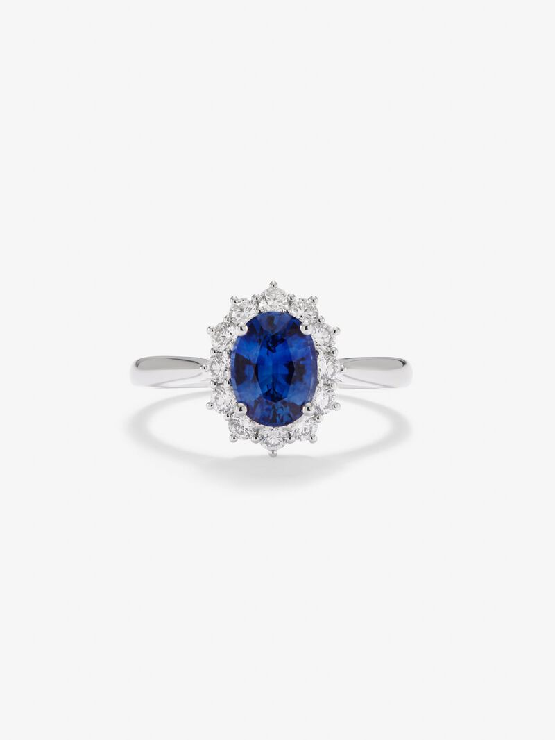 18K White Gold Ring with Royal Blue Zafiro in 2.02 cts oval size image number 2
