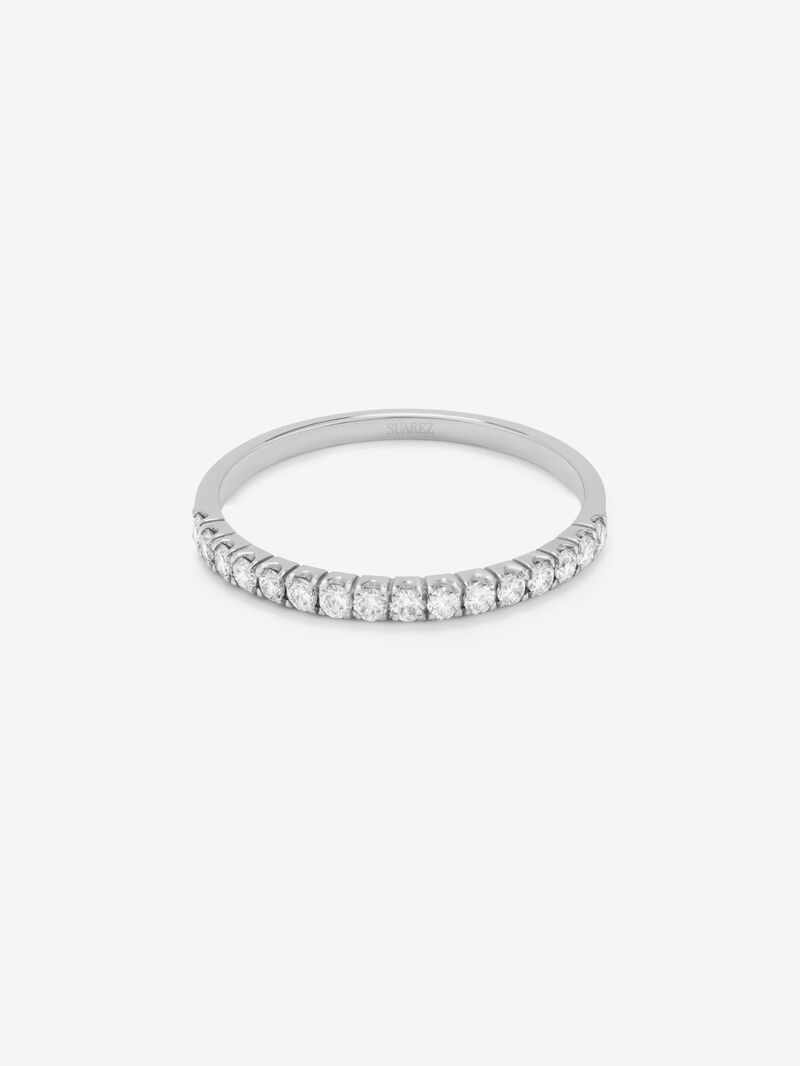 Half eternity engagement ring in 18K white gold with claw set diamonds. image number 2
