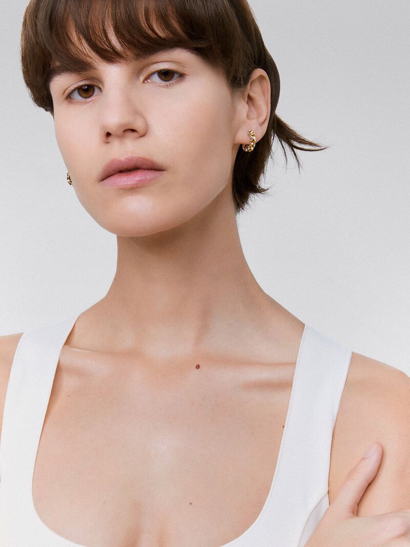 Citrine 925 Silver Hoop Earrings image number 1