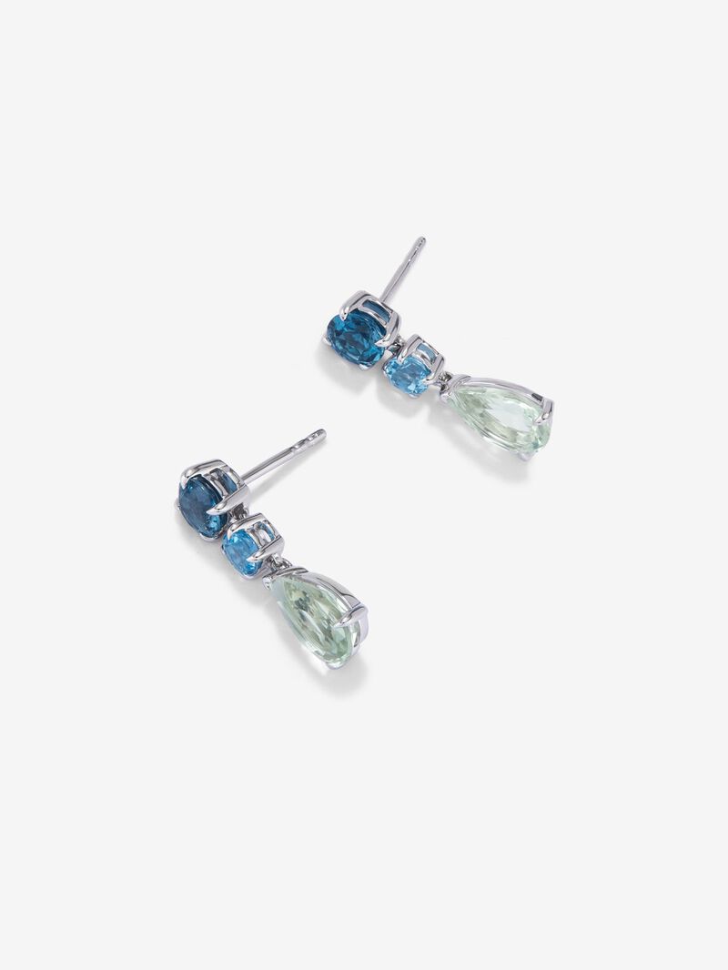 925 silver earrings with 2 London blue topaz, 2 Swiss blue topaz and 2 green amethysts image number 4