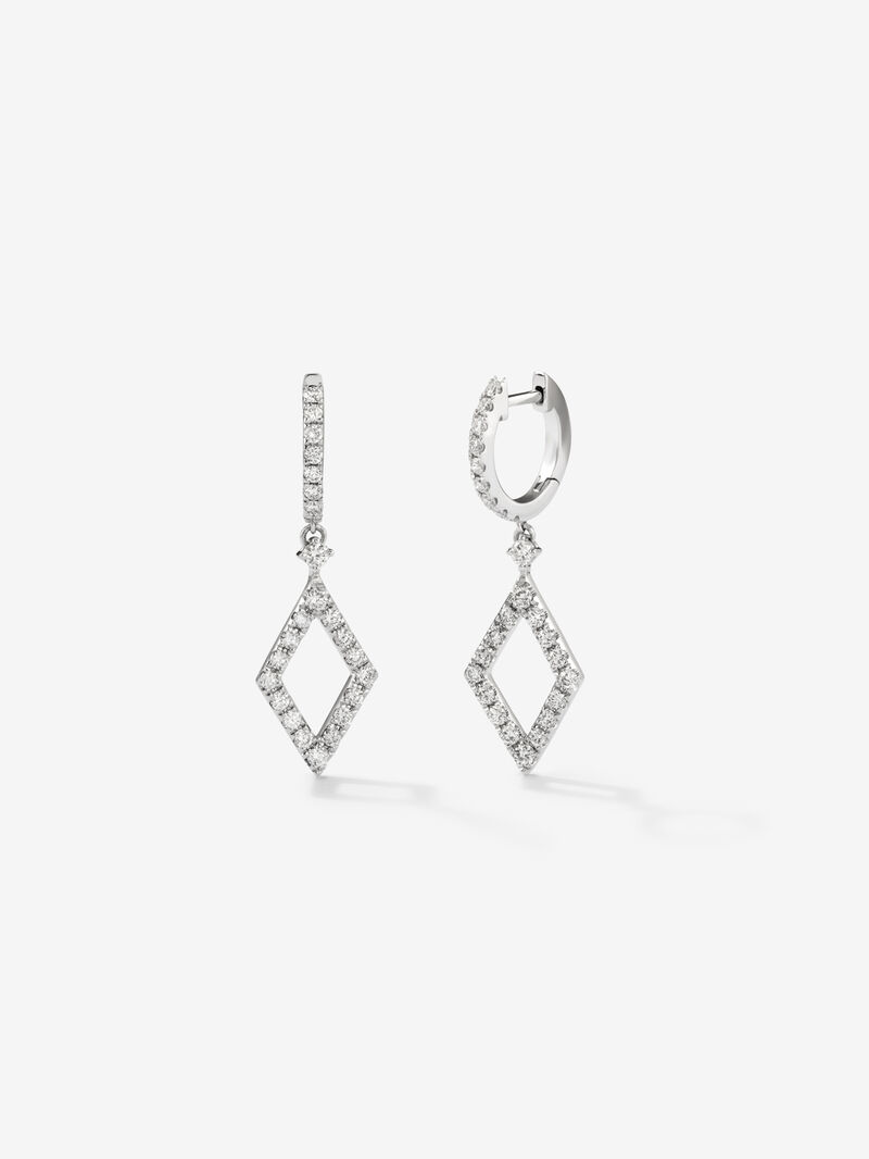 18kt white gold hoop earrings with diamond rhombus image number 0
