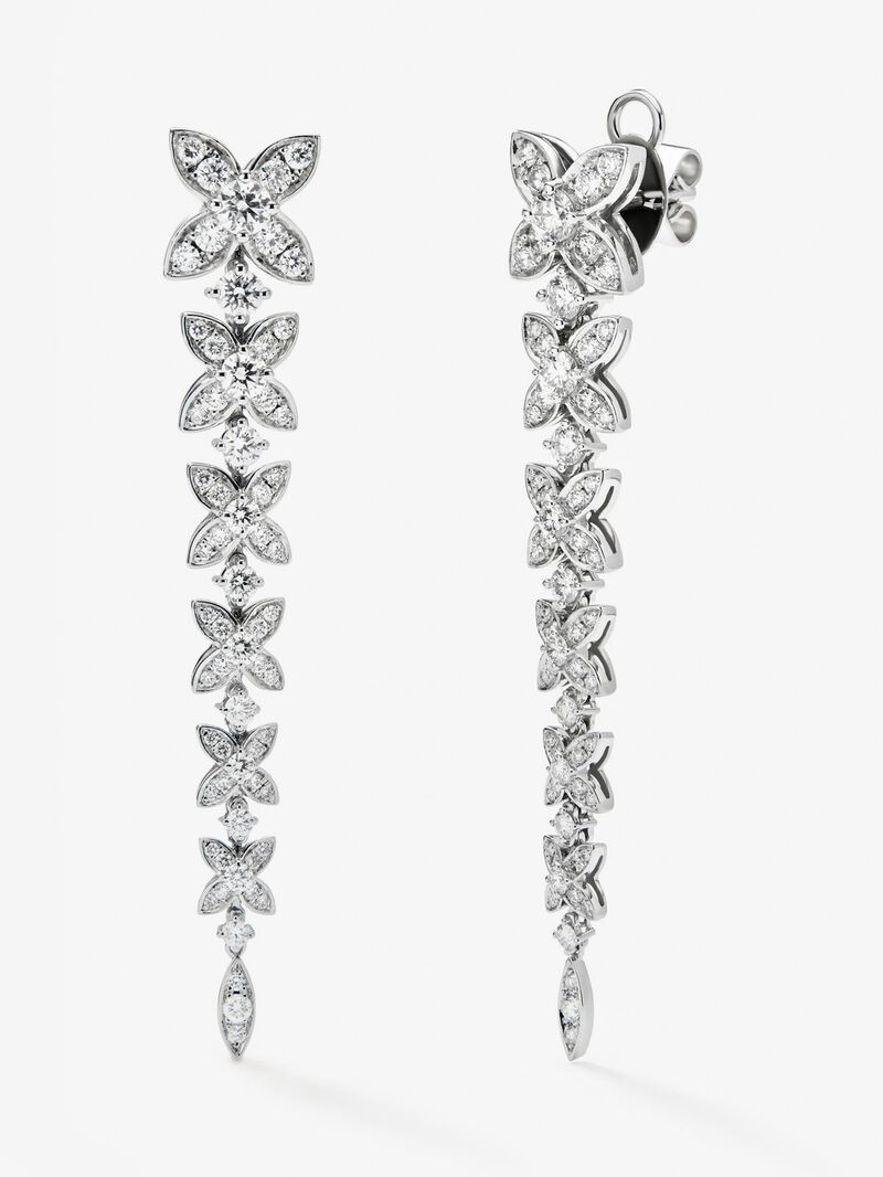 18K white gold earrings with white diamonds in 2.48 cts image number 0