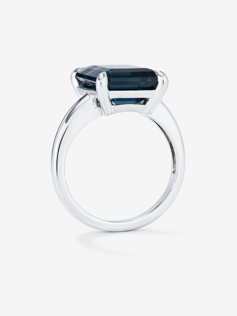 Silver ring with London blue topaz stone image number 4