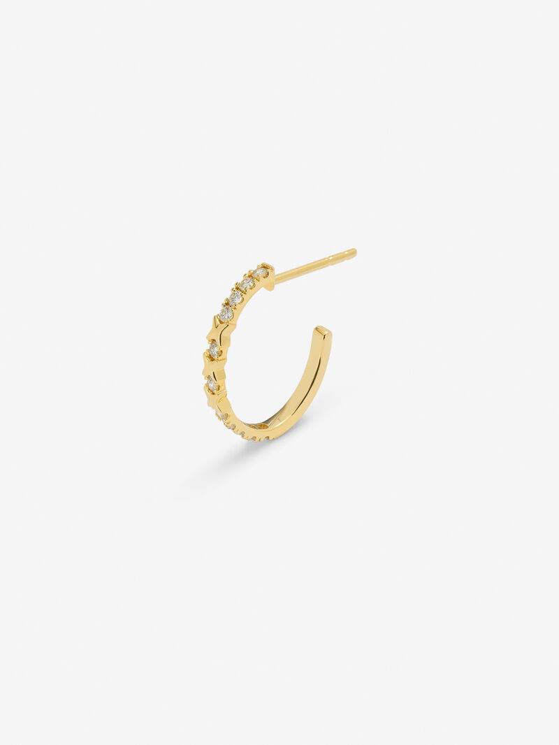 Individual 18K yellow gold hoop earring with 11 brilliant-cut diamonds with a total of 0.14 cts image number 2