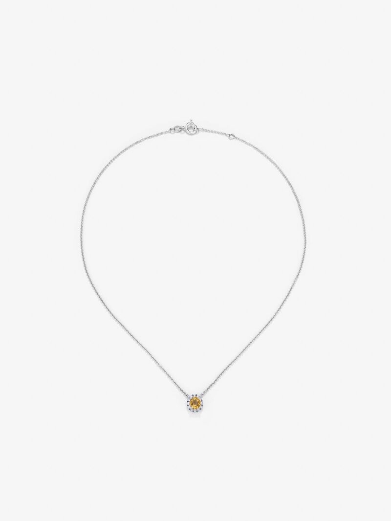 18K white gold pendant with citrine quartz 0.57 cts and diamonds 0.14 cts image number 0