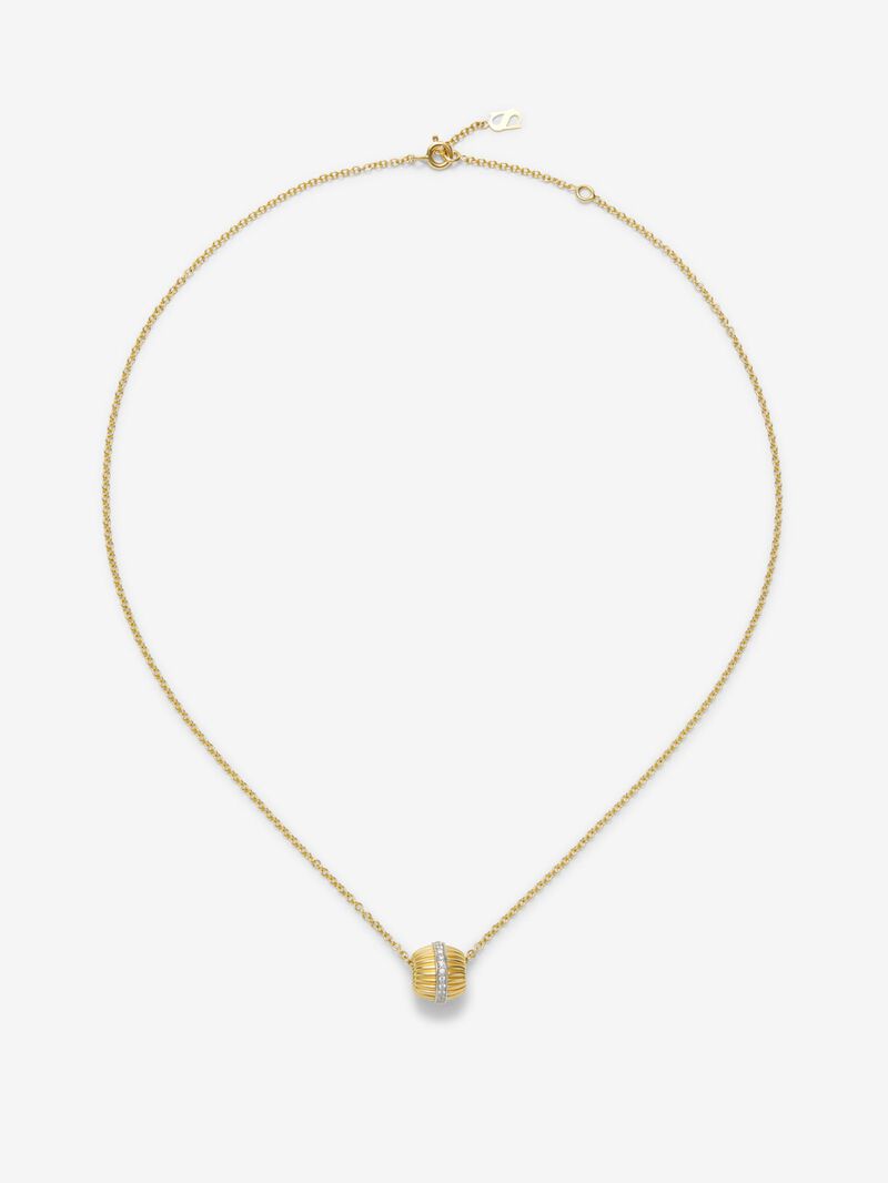 18K White and Yellow Gold Fluted Pendant with Pavé Diamonds image number 0
