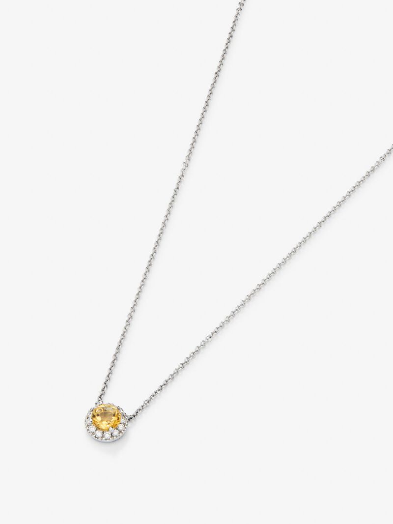 18K white gold pendant with citrine quartz 0.57 cts and diamonds 0.14 cts image number 2