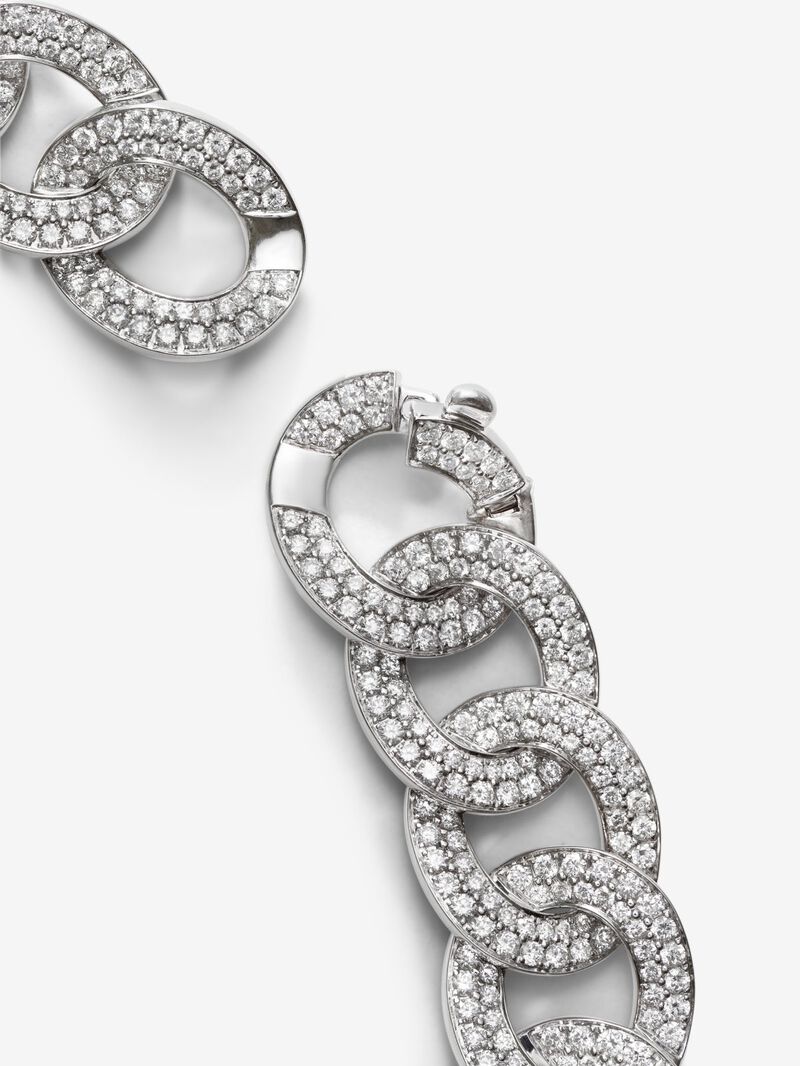 Bearded link necklace in 18K white gold and brilliant-cut diamonds with a total of 33.44 cts image number 4