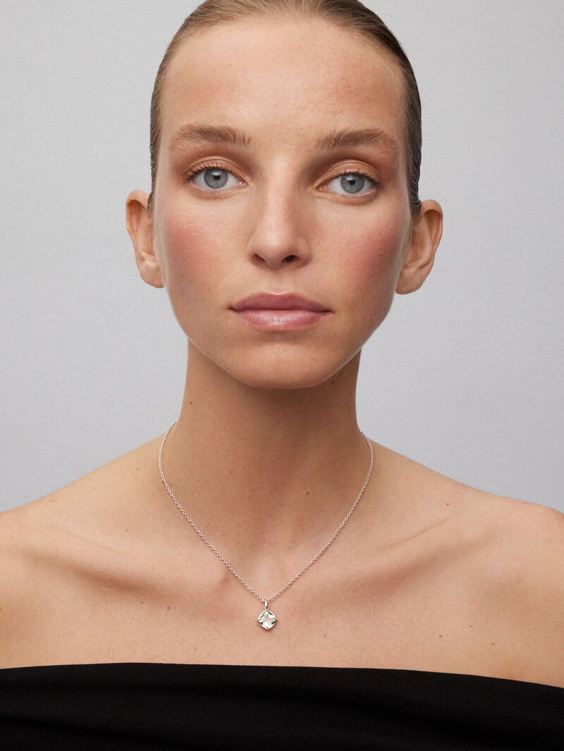 925 silver chain pendant with green amethyst image number 1