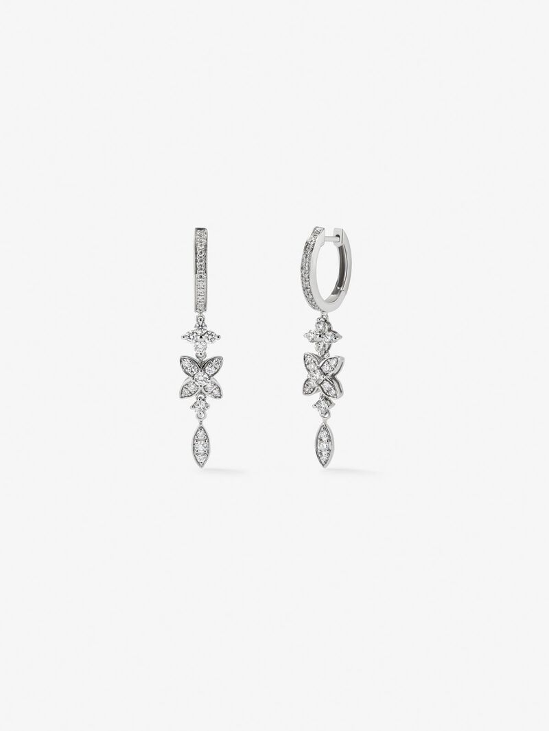 18K white gold earrings with 58 brilliant-cut diamonds with a total of 0.76 cts image number 0