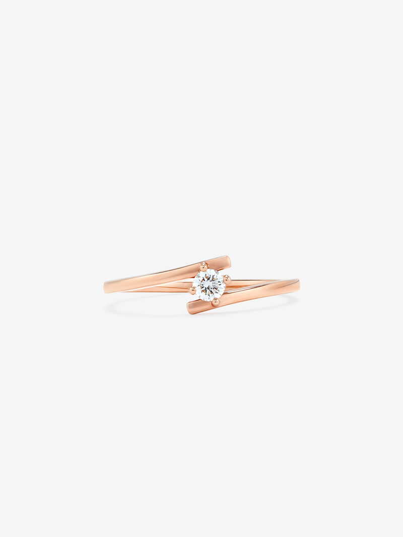 18K pink gold cross ring with diamond image number 2