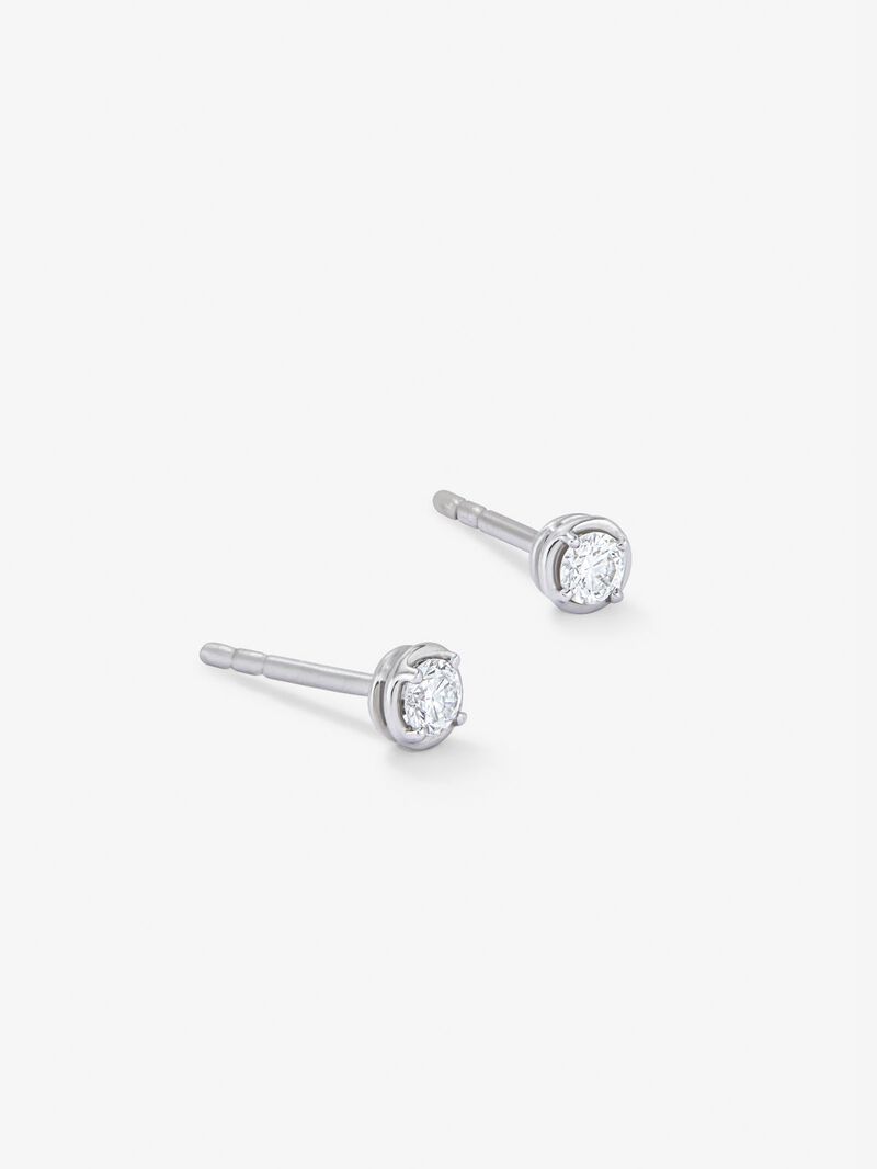 18K white gold earrings with solitary diamond image number 2