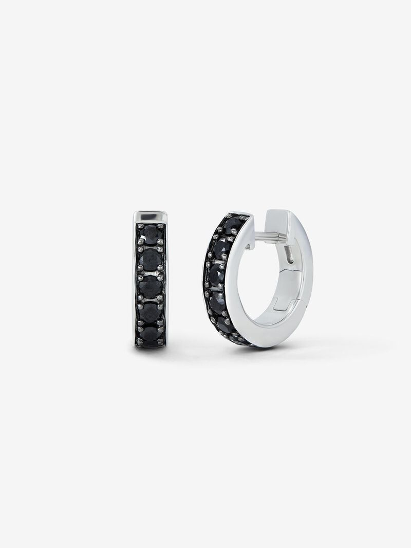 925 silver hoop earrings with black spinels image number 0