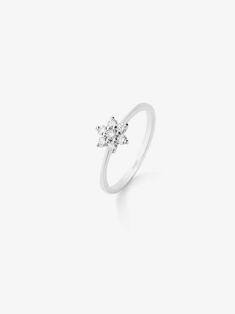 18K white gold ring with diamonds in bright 0.24 CTS star -shaped image number 0