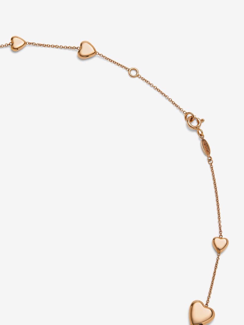 18K rose gold necklace with hearts image number 4