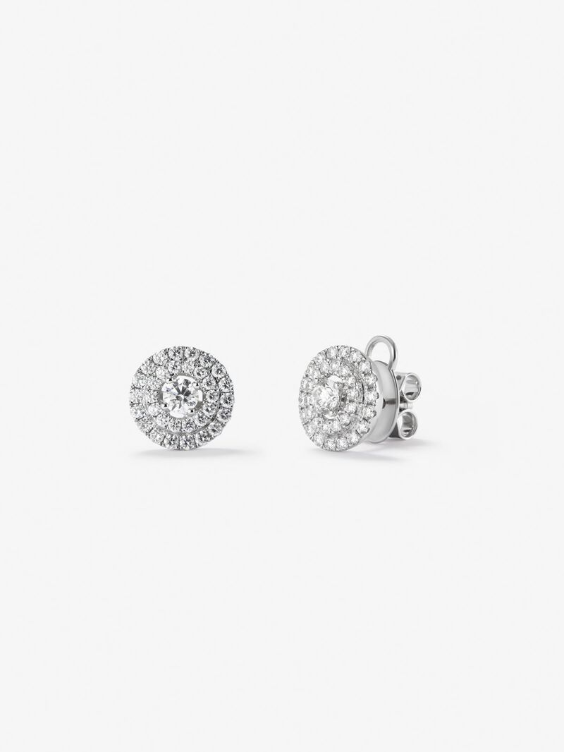 18kt White Gold Earrings with Central Diamond of 0.085cks and Diamond Orlas image number 0