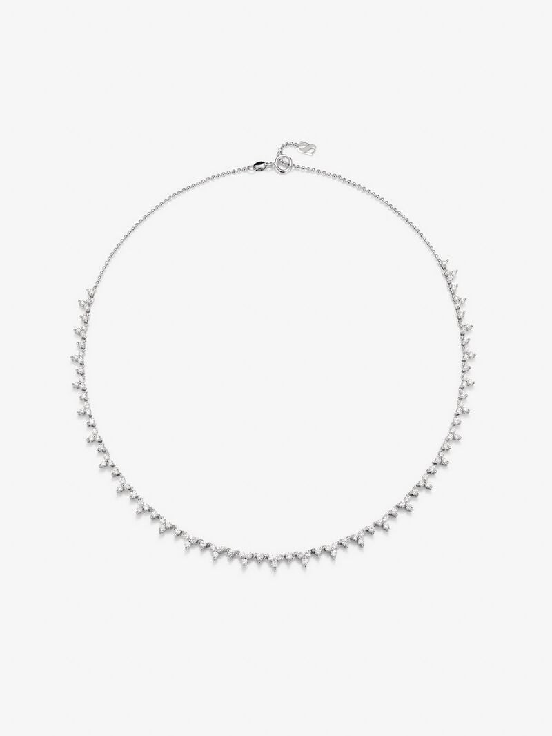 18K White Gold Rivière Necklace with white diamonds in 3.3 cts image number 0