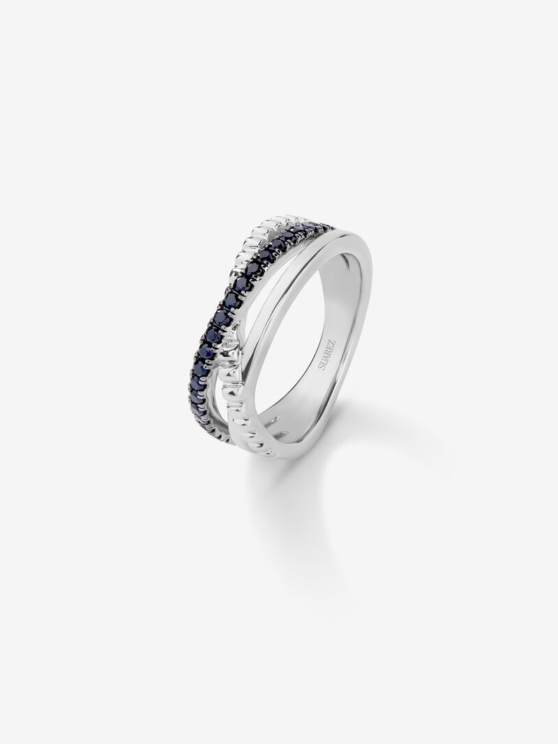 Triple-arm 925 silver ring with spinels image number 0
