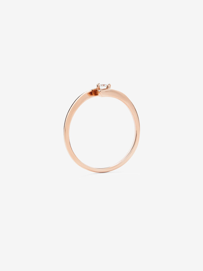 18K pink gold cross ring with diamond image number 4