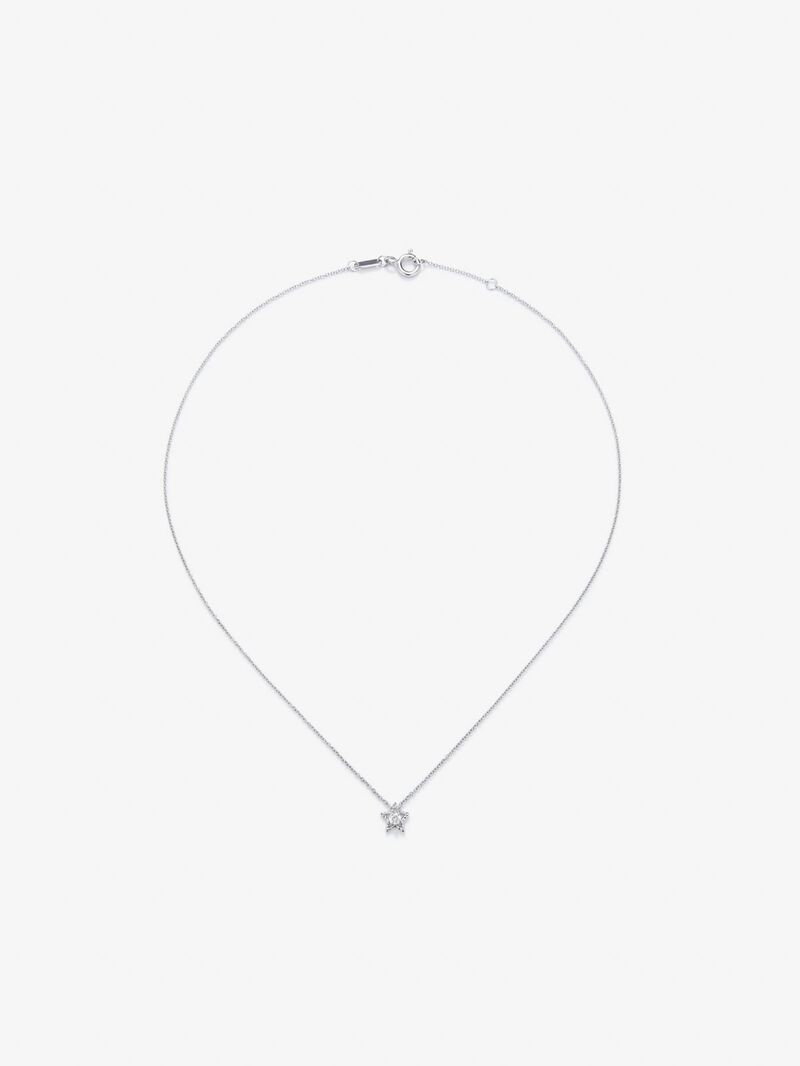 18K white gold pendant with 0.1 ct brilliant-cut white diamond and star shape image number 0