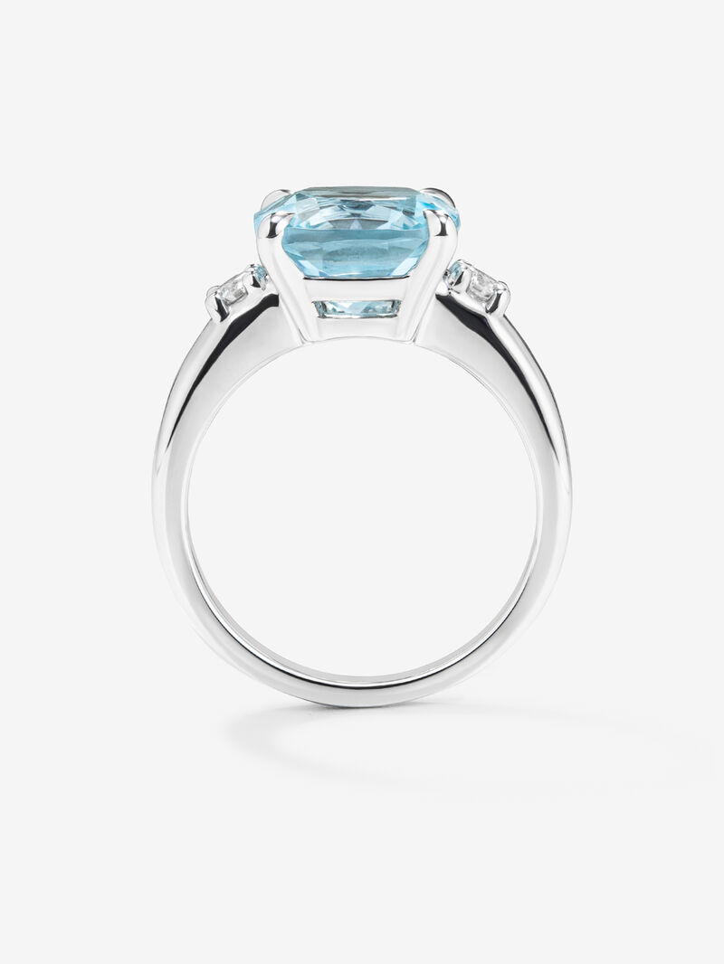 Three-piece 925 silver ring with topaz and diamonds image number 4