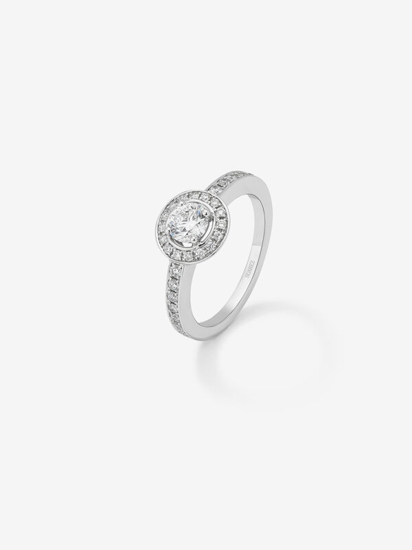 Anillo de compromiso de oro blanco de 18kt con diamante central D-VVS2 de 0,40cts y diamantes, SL20005-00D040/DVVS2_V