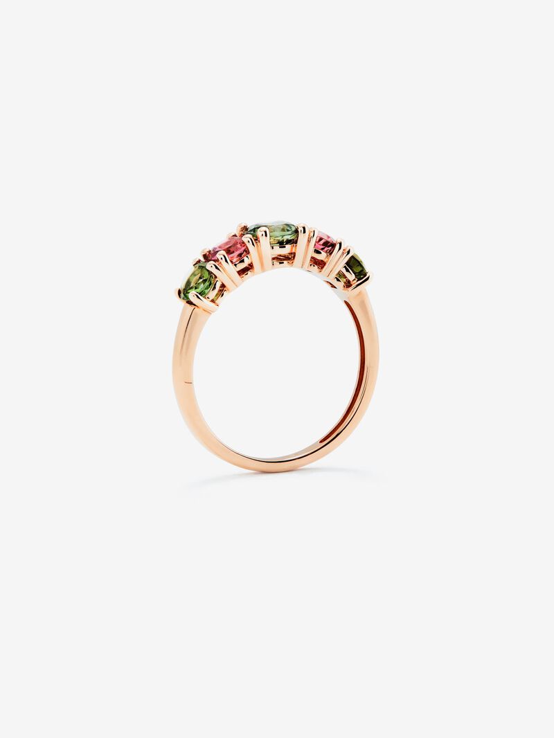 18K rose gold cinquillo ring with 5 brilliant-cut multicolor tourmalines image number 2