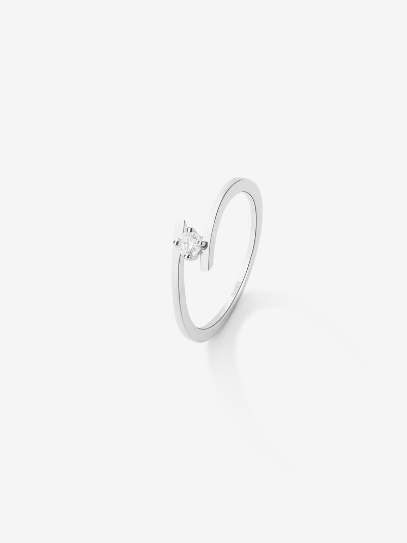 18K white gold solitaire ring with 0.1 ct brilliant cut diamond image number 0