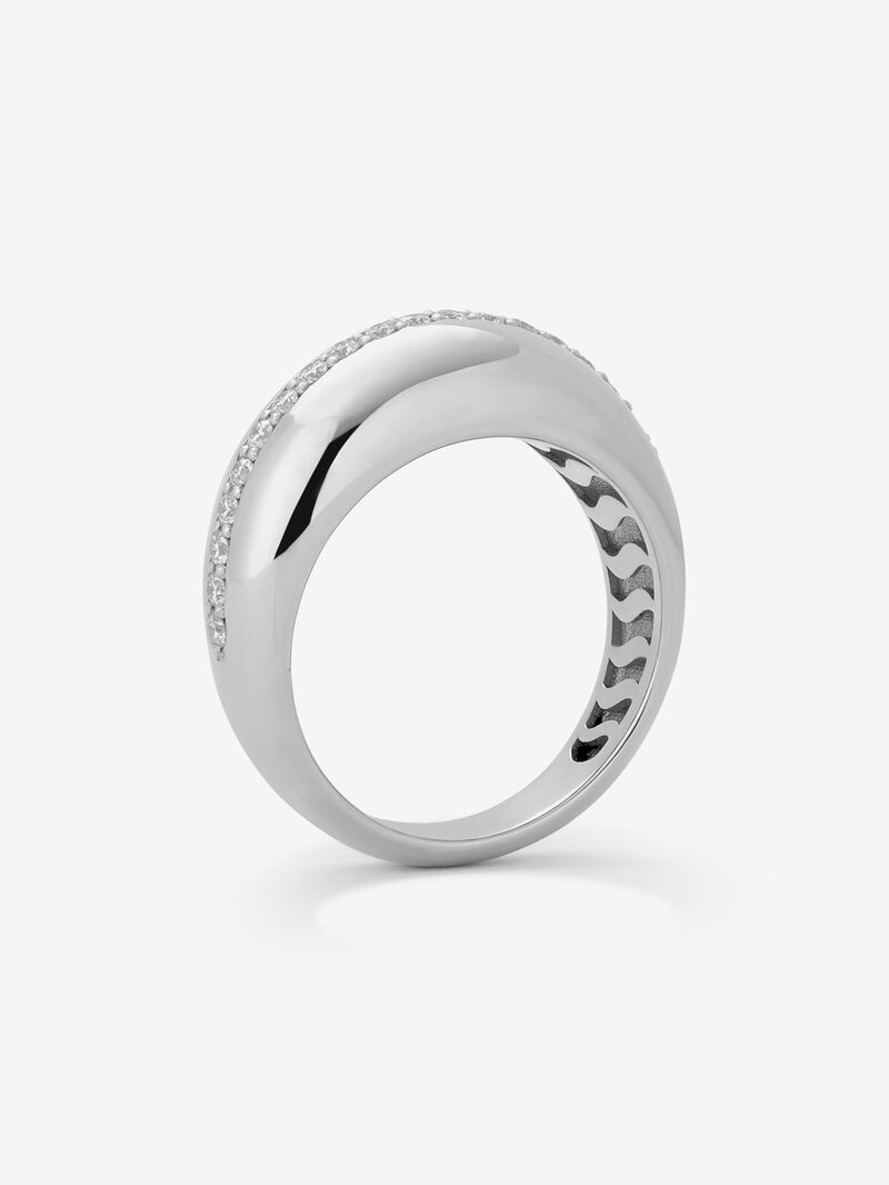 18K White Gold Ring with Brilliant-Cut Pavé Diamonds image number 2