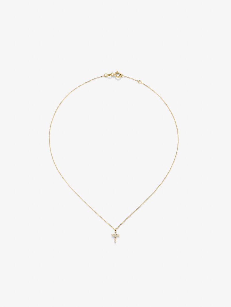 18K yellow gold chain pendant with diamonds image number 0