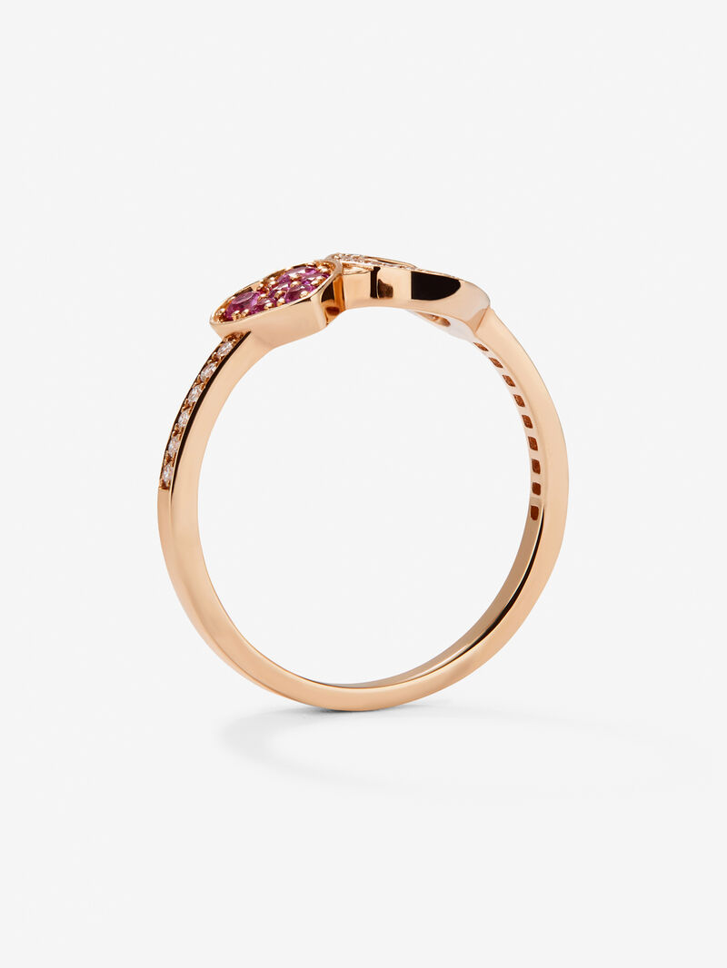 18kt rose gold ring of hearts with diamonds and pink sapphires image number 4