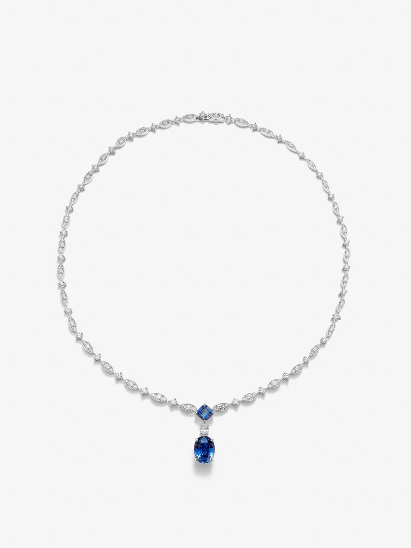 18K White Gold Collar with Royal Blue Sapor image number 0