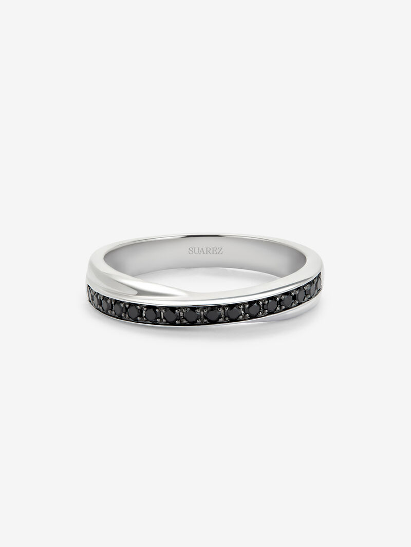 925 silver cross ring with 16 brilliant-cut black spinels image number 2