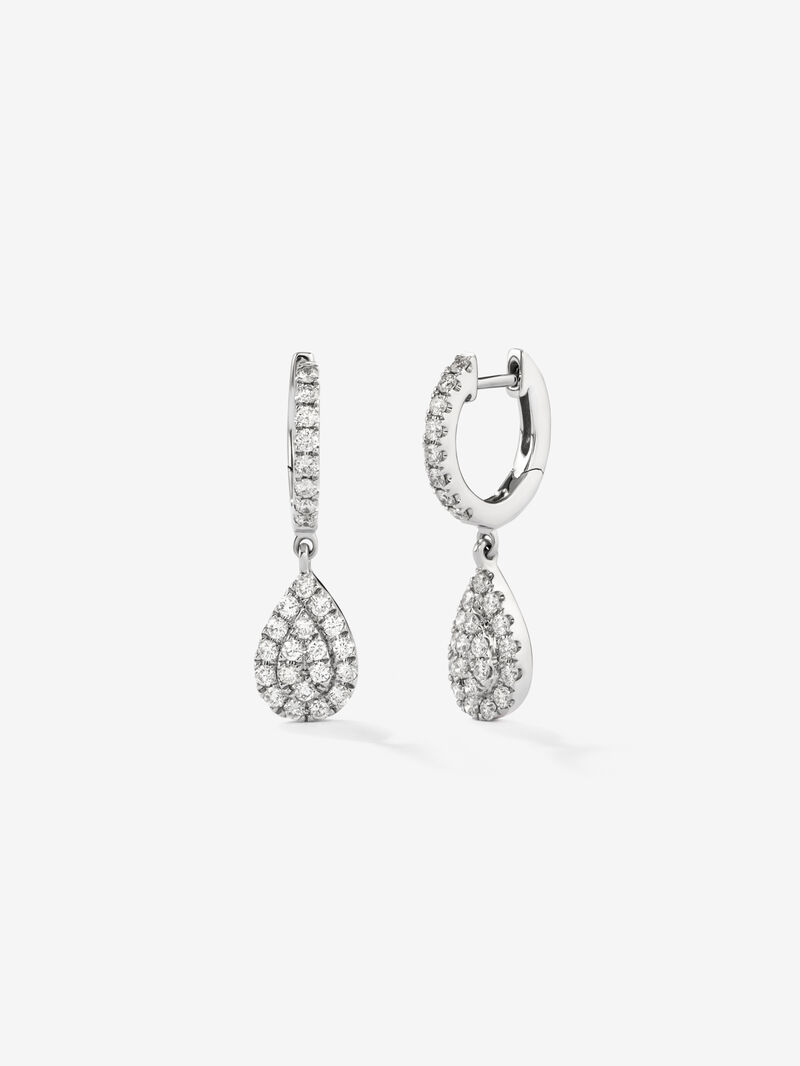 18K white gold hoop earrings with diamonds image number 0