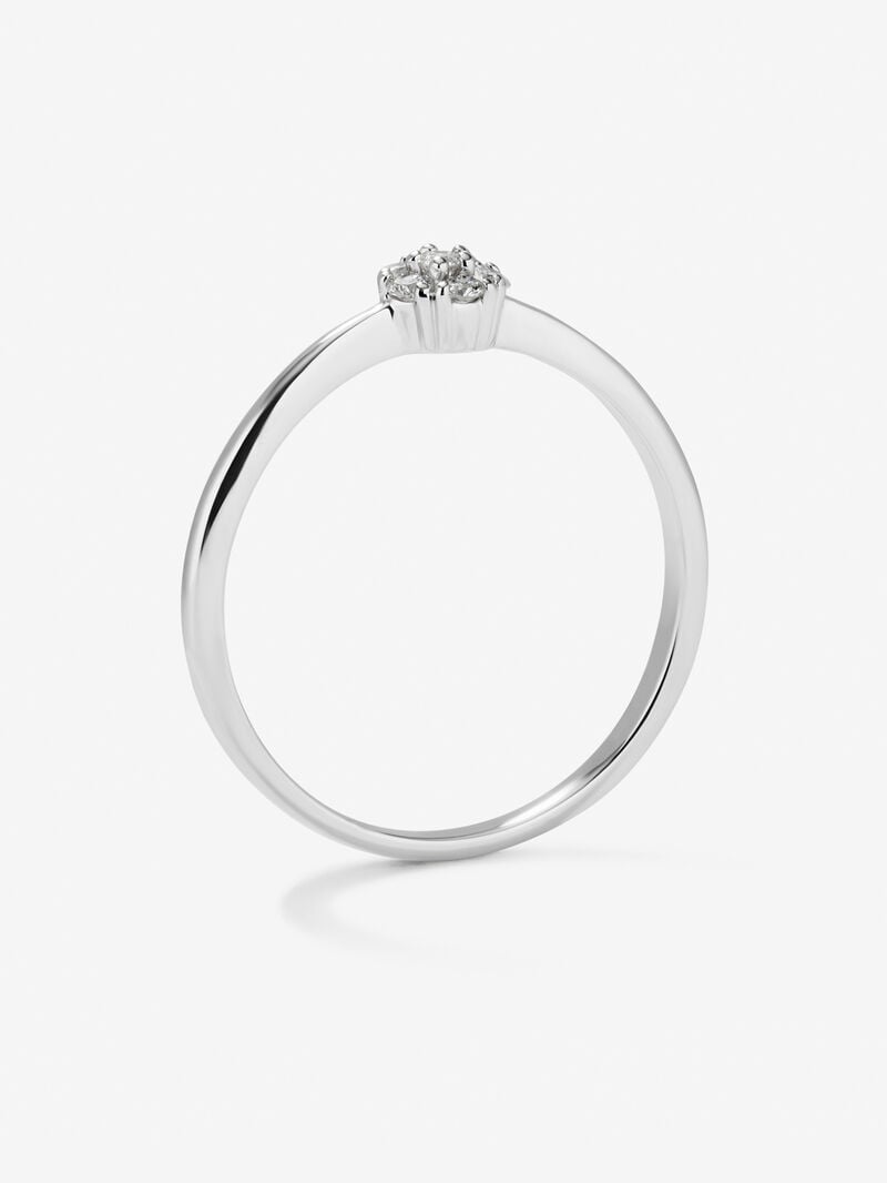 18K white gold ring with rosette of 15 brilliant-cut diamonds with a total of 0.09 cts image number 4