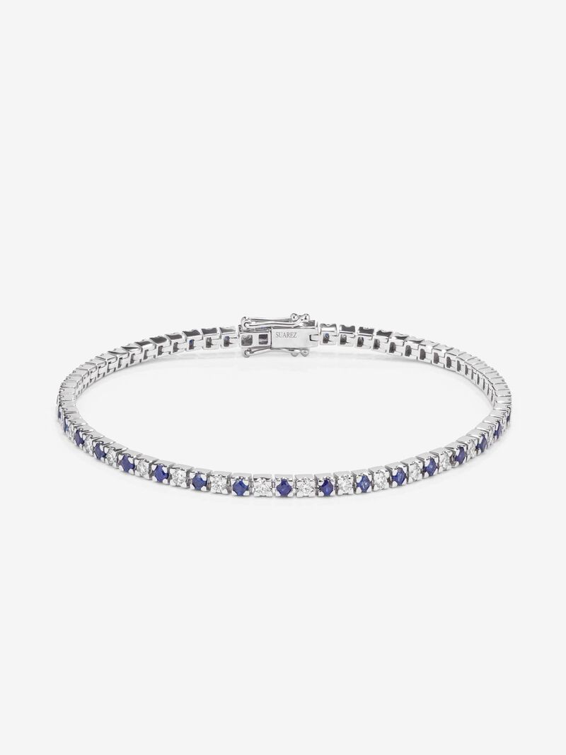 18K white gold bracelet with 37 brilliant-cut diamonds with a total of 0.88 cts and 38 brilliant-cut blue sapphires with a total of 0.95 cts image number 0