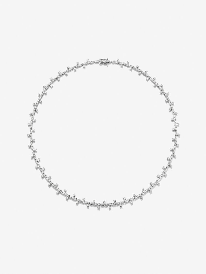 18K white gold Riviere choker necklace with diamond. image number 0