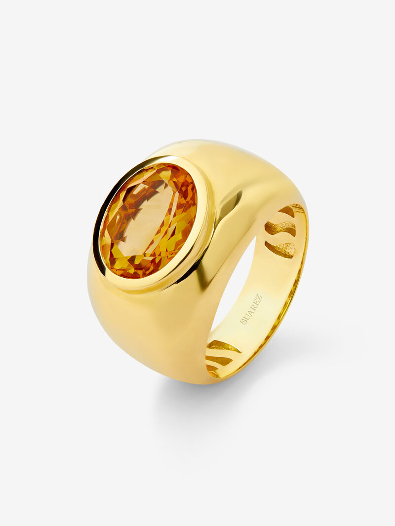 18K yellow gold ring with oval-cut citrine quartz image number 0