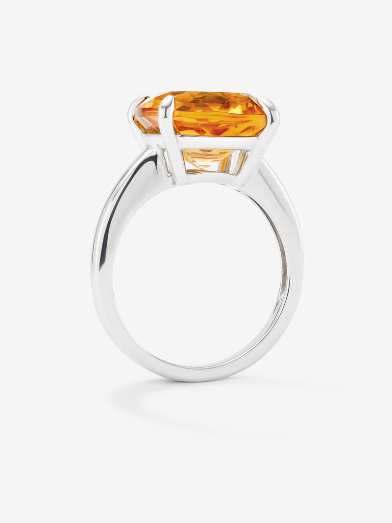 925 silver ring with cushion-cut yellow citrine quartz of 6.19 cts image number 2