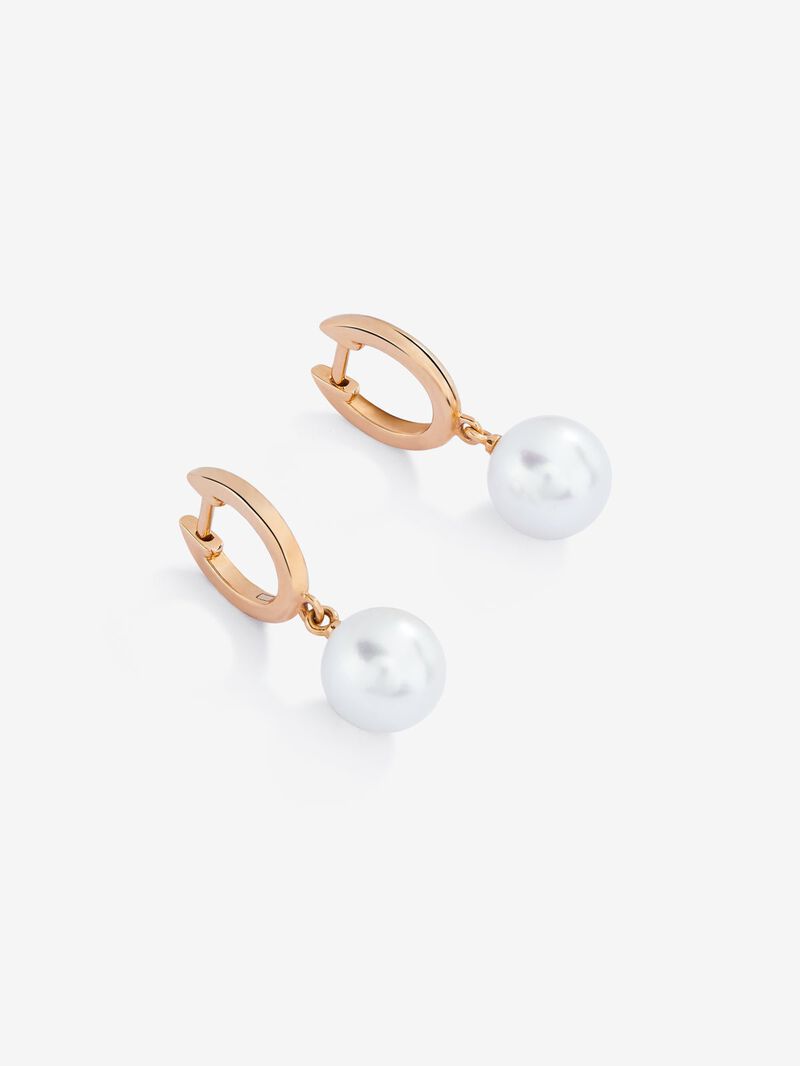 18K rose gold earrings with 2 8.5mm akoya pearls image number 2