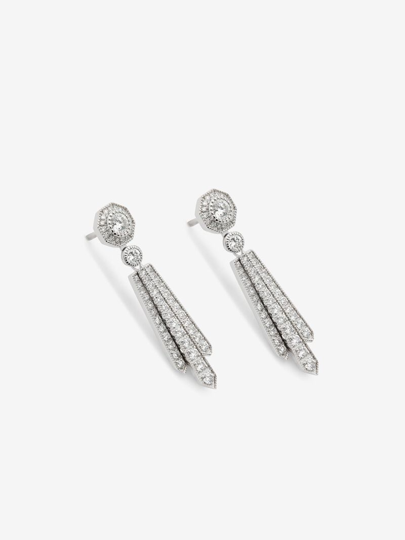 18K white gold earrings with white diamonds of 0.88 cts image number 2