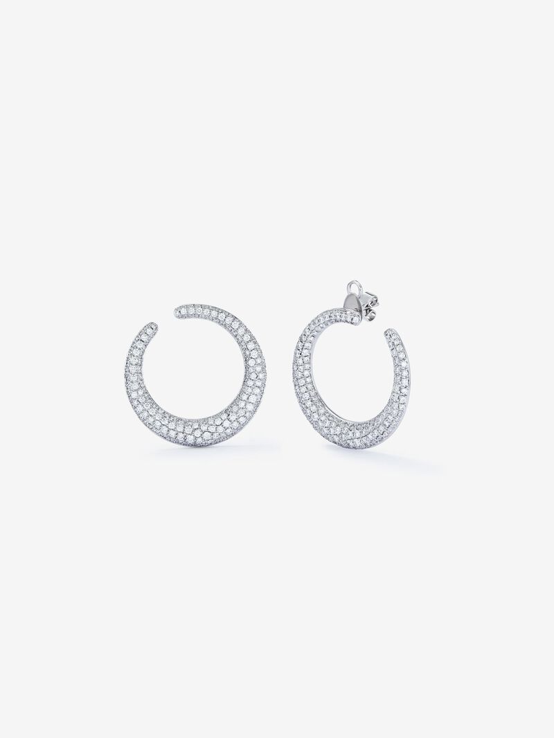 Great Open White Gold Open Aro Earrings with White Diamond Pavé image number 0