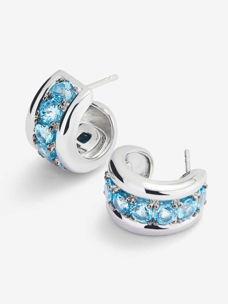 925 silver earrings with brilliant-cut Swiss blue topaz pave image number 2