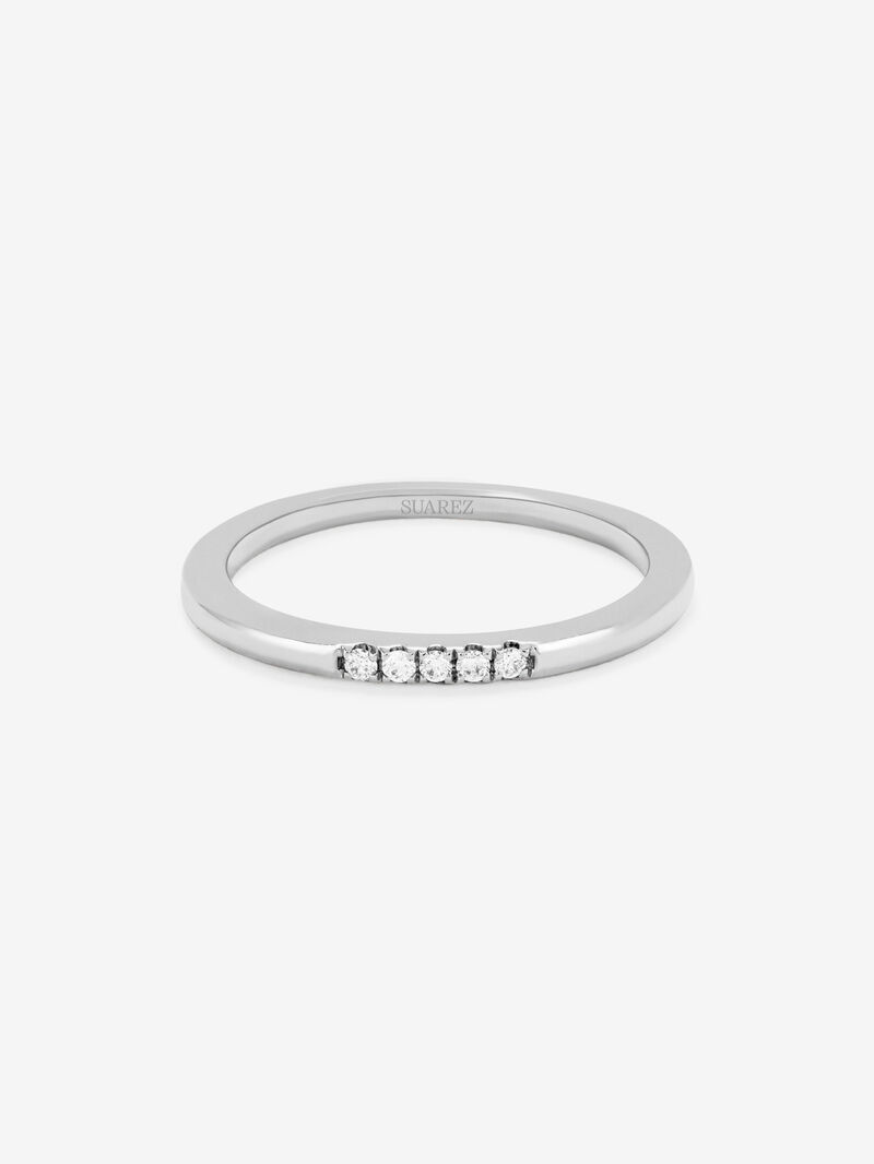 18K white gold ring with 5 brilliant-cut diamonds with a total of 0.05 cts image number 2